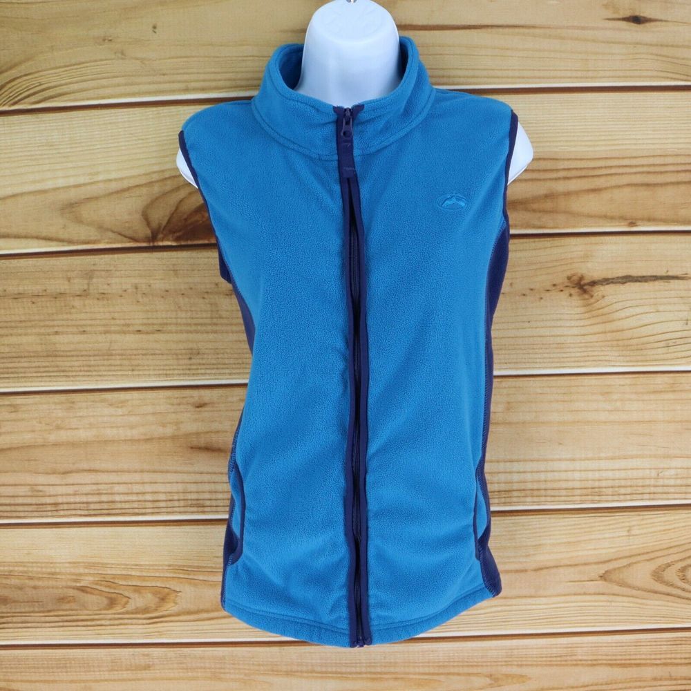 Riding Sport Equestrian Wear Vest Full Zip Womens Sz M Blue Fleece Pockets Soft